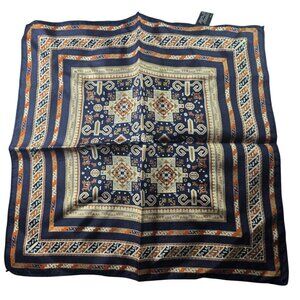 Vge Silk Square Scarf With Geometric Multicolor Design Made In Italy